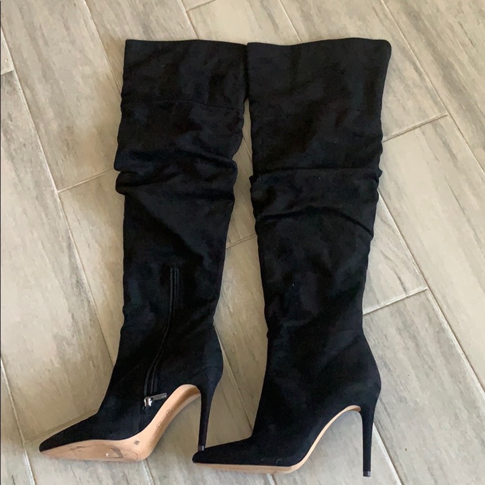 Jessica Simpson black suede over the knee boots
